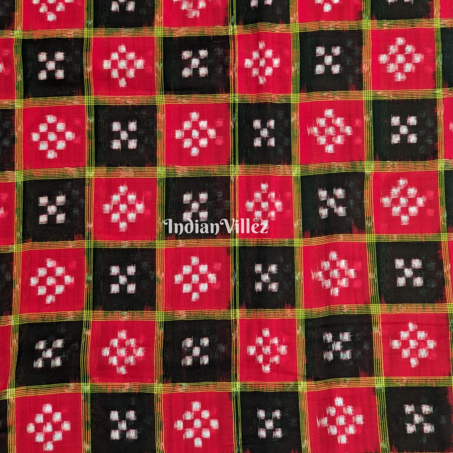Pasapali Theme Sambalpuri Ikat Cotton Fabric