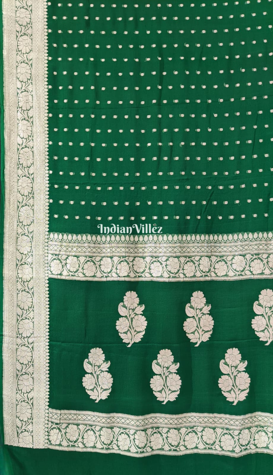 Green Banarasi Khaddi Chiffon Saree