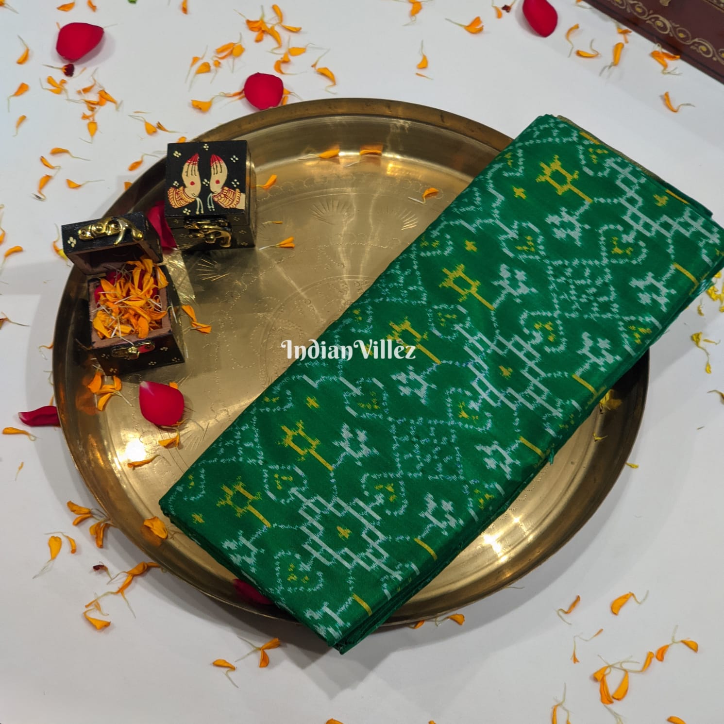 Green Pochampally Ikat Silk Saree