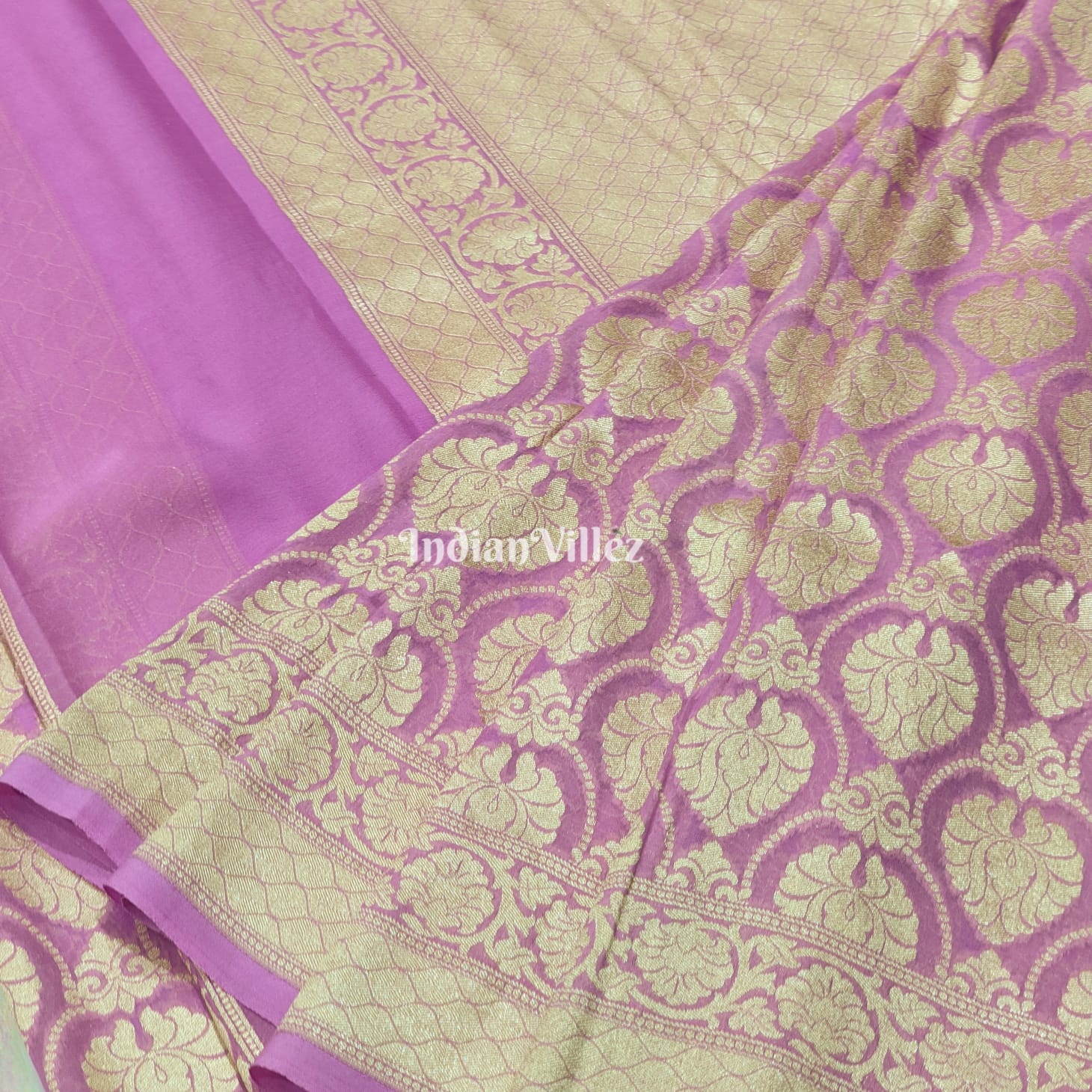 Mauve Purple Rangkaat Banarasi Khaddi Georgette Saree
