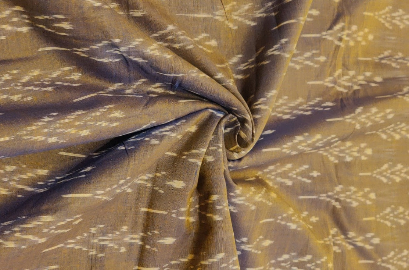 Brown - Handloom Mercerised Cotton Pochampally Ikat Fabric 11 main image 1
