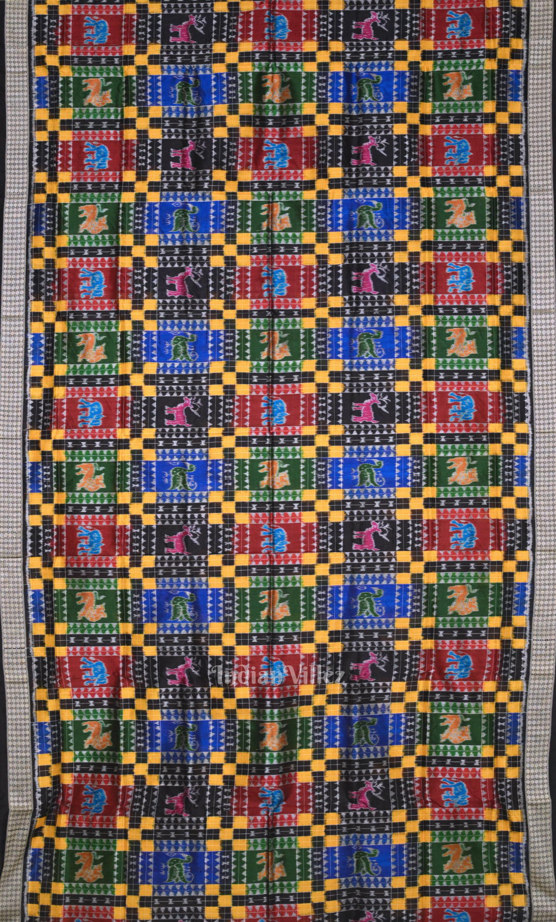Multicolor Black  Utkal Laxmi Odisha Ikat Sambalpuri Silk Saree