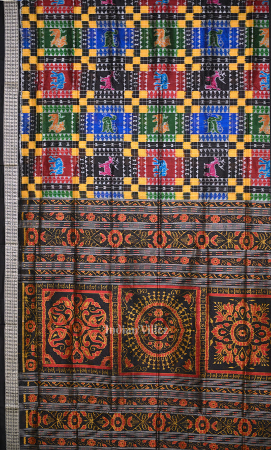 Multicolor Black  Utkal Laxmi Odisha Ikat Sambalpuri Silk Saree