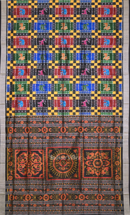 Multicolor Black  Utkal Laxmi Odisha Ikat Sambalpuri Silk Saree
