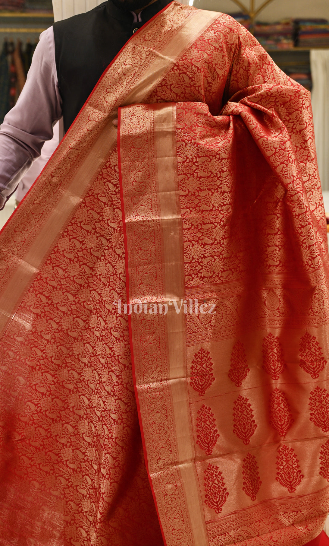 Classic Red Maroon Brocade Pure Kanjivaram Silk Saree 