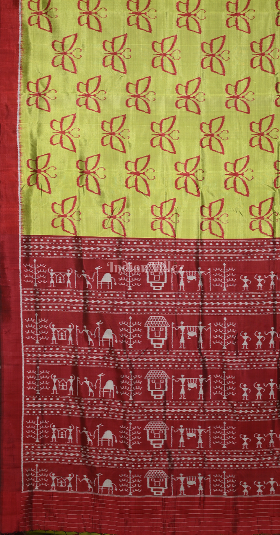 Apple Green Butterfly Design Contemporary Silk Saree