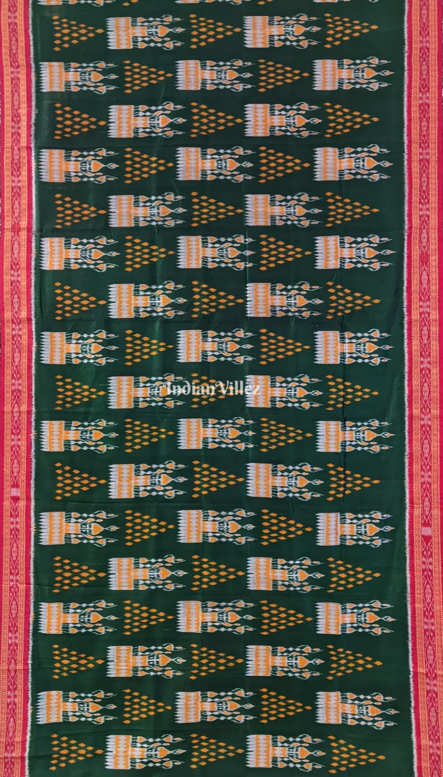 Green Orange Tribal Jhoti Khandua Odisha Handloom Silk Saree
