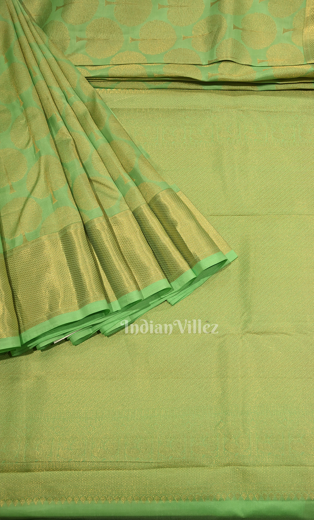 Parrot Green Brocade Pure Kanjivaram Silk Saree 