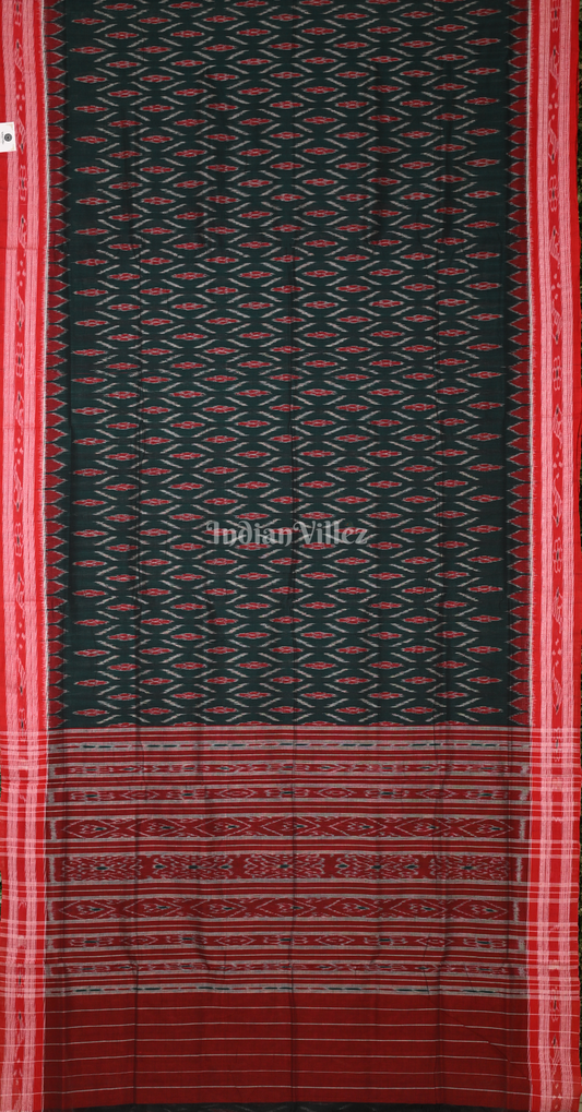  Green Maroon Pasapali Odisha Ikat Maniabandha Cotton Saree 