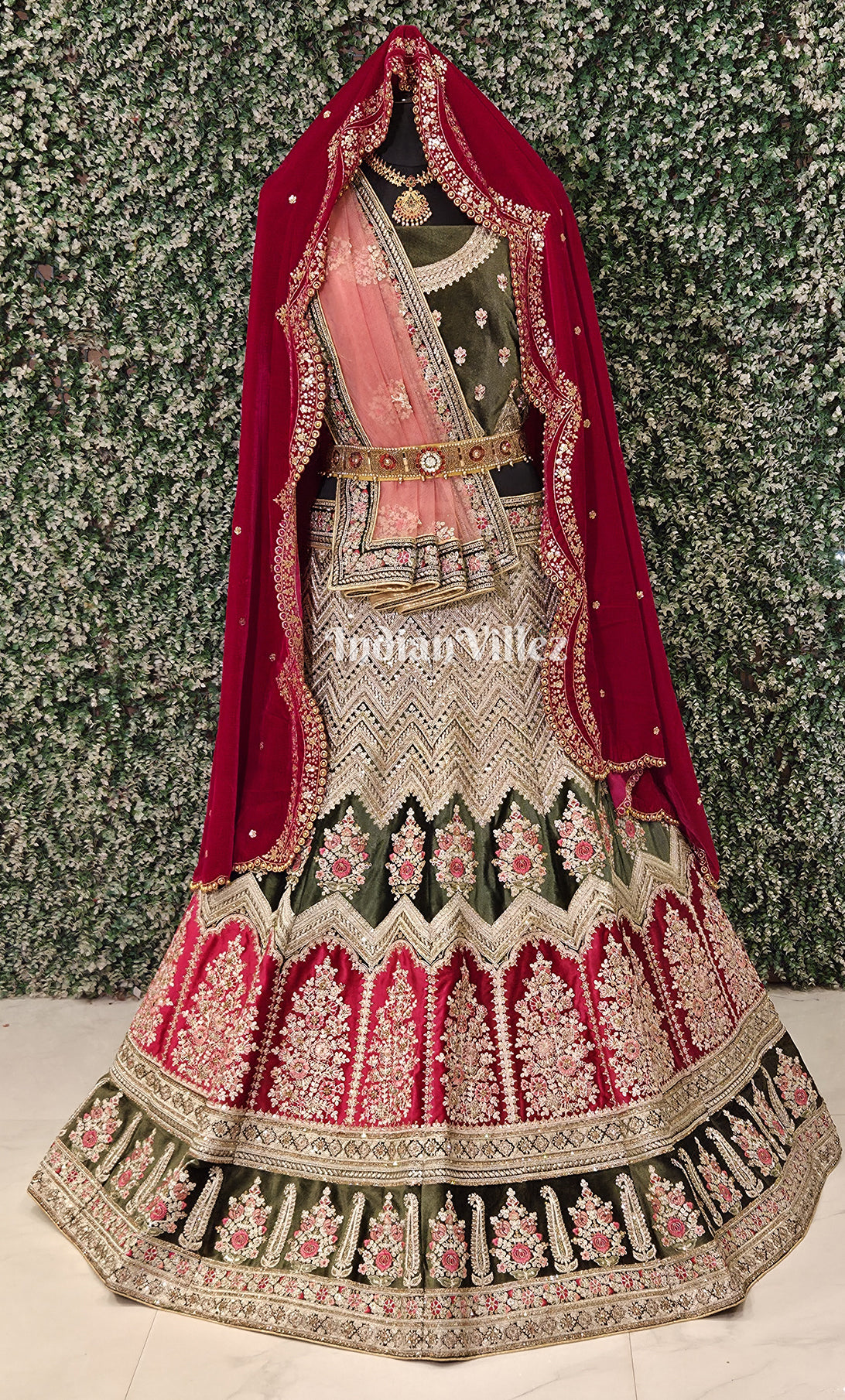 Exlusive Designer Olive Green Lehenga Choli With Dupatta