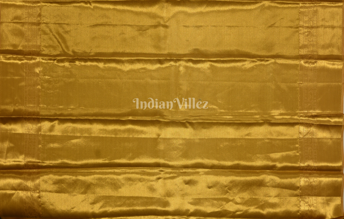 Exclusive Bridal Golden Yellow Floral Pure Kanjivaram Tissue Silk Saree