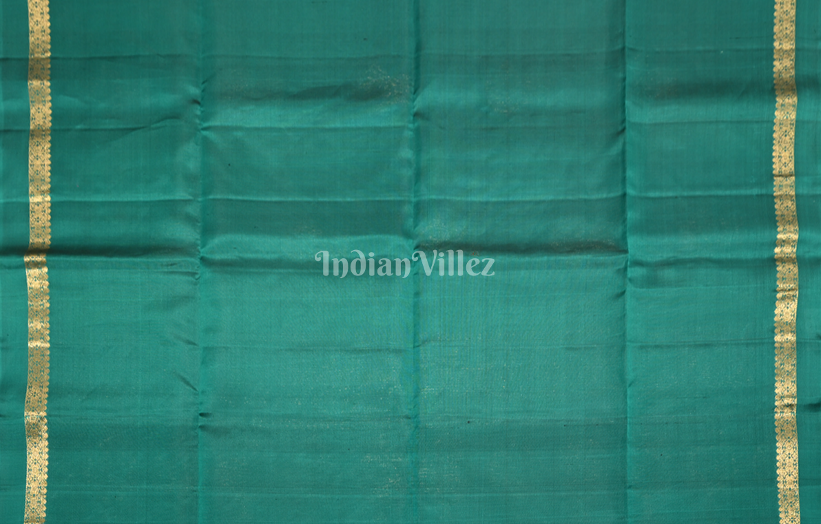 Rama Green Golden Pure Kanjivaram Soft Silk Saree 