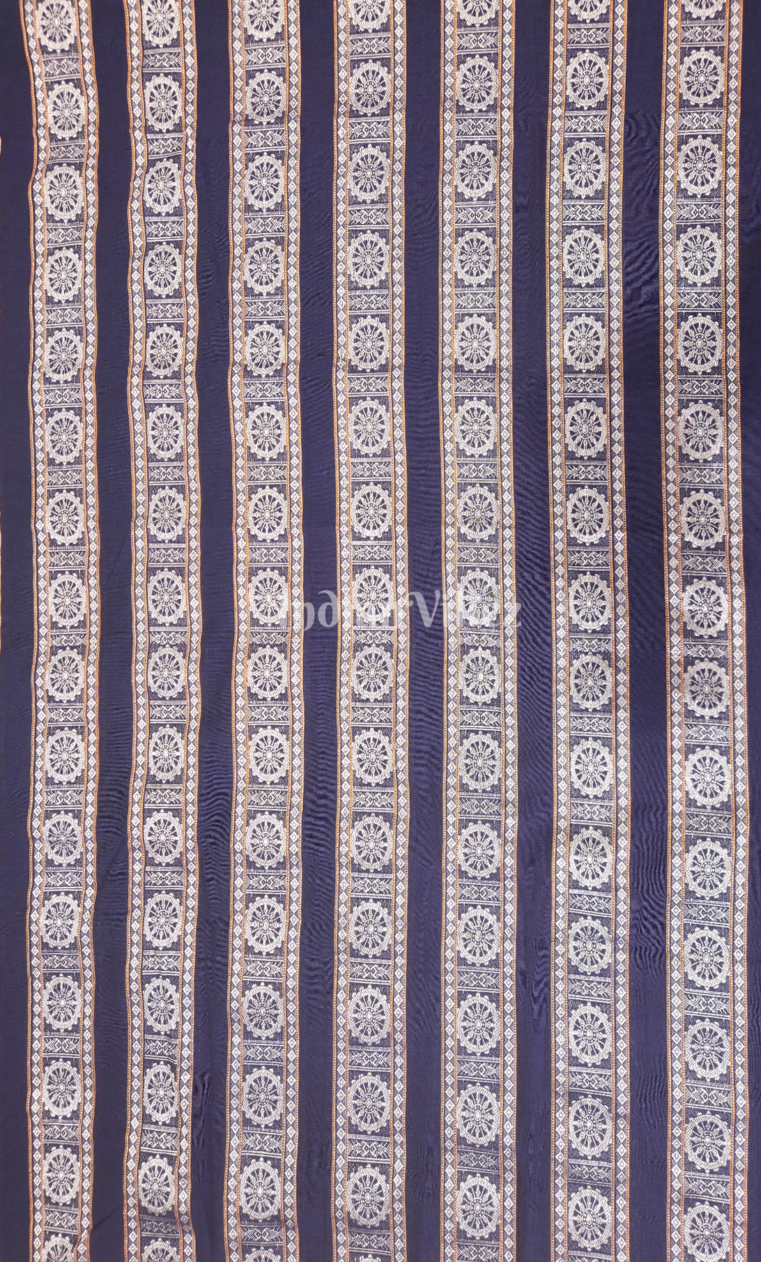 Blue Konark Chakra Theme Odisha Ikat Cotton Fabric 