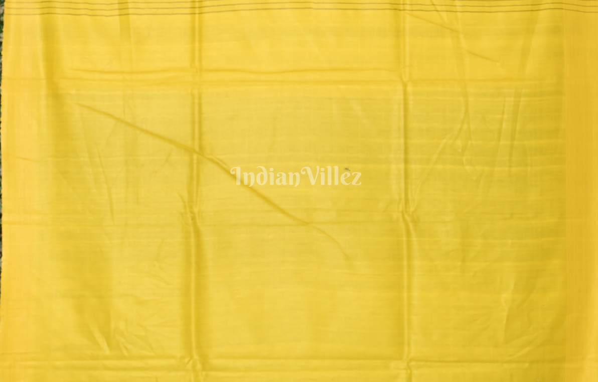 Black Gopalpur Tussar Silk Saree with Yellow Temple Border & Anchal