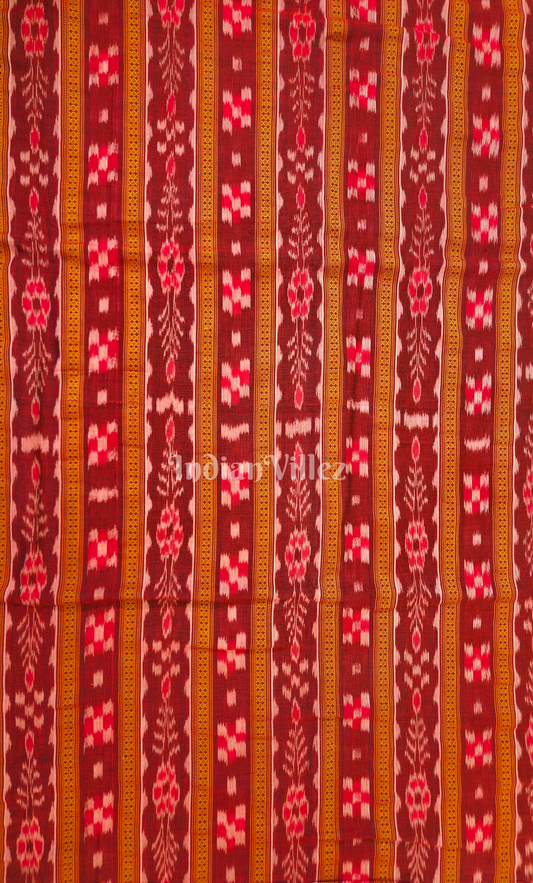 Maroon Yellow Bandha Odisha Ikat Sambalpuri Cotton Fabric