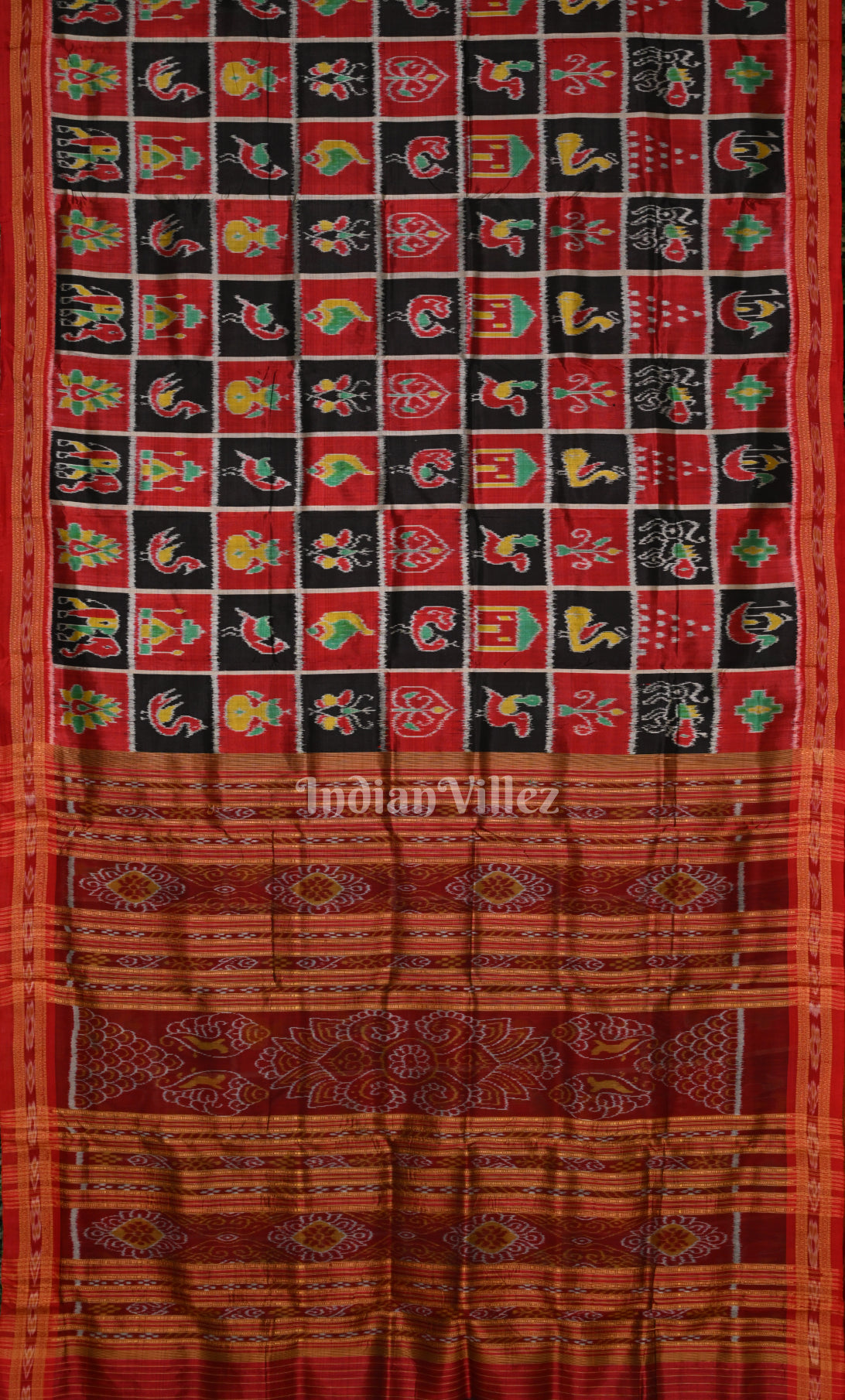 Red Maroon Nabakothi Odisha Ikat Khandua Silk Saree