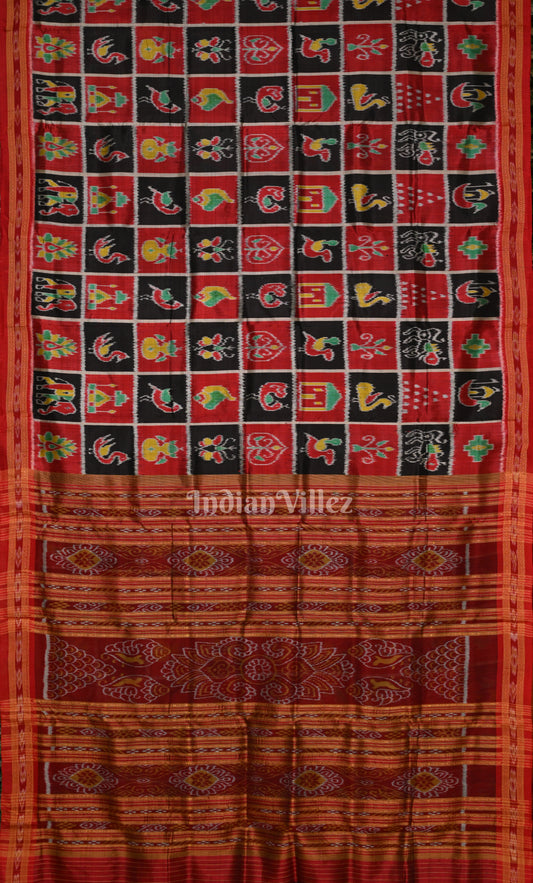 Red Maroon Nabakothi Odisha Ikat Khandua Silk Saree