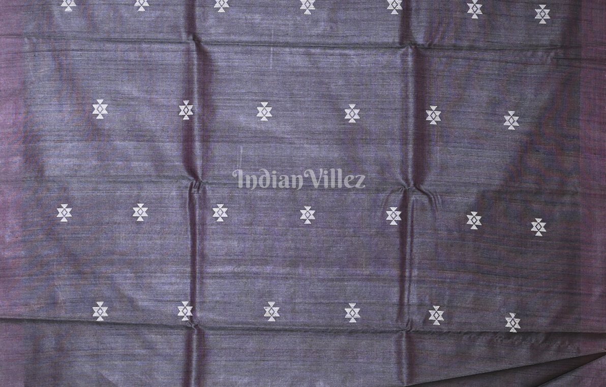 Grey Gopalpur Tussar Silk Saree  Inspired by Ganjam Bomkai Theme 