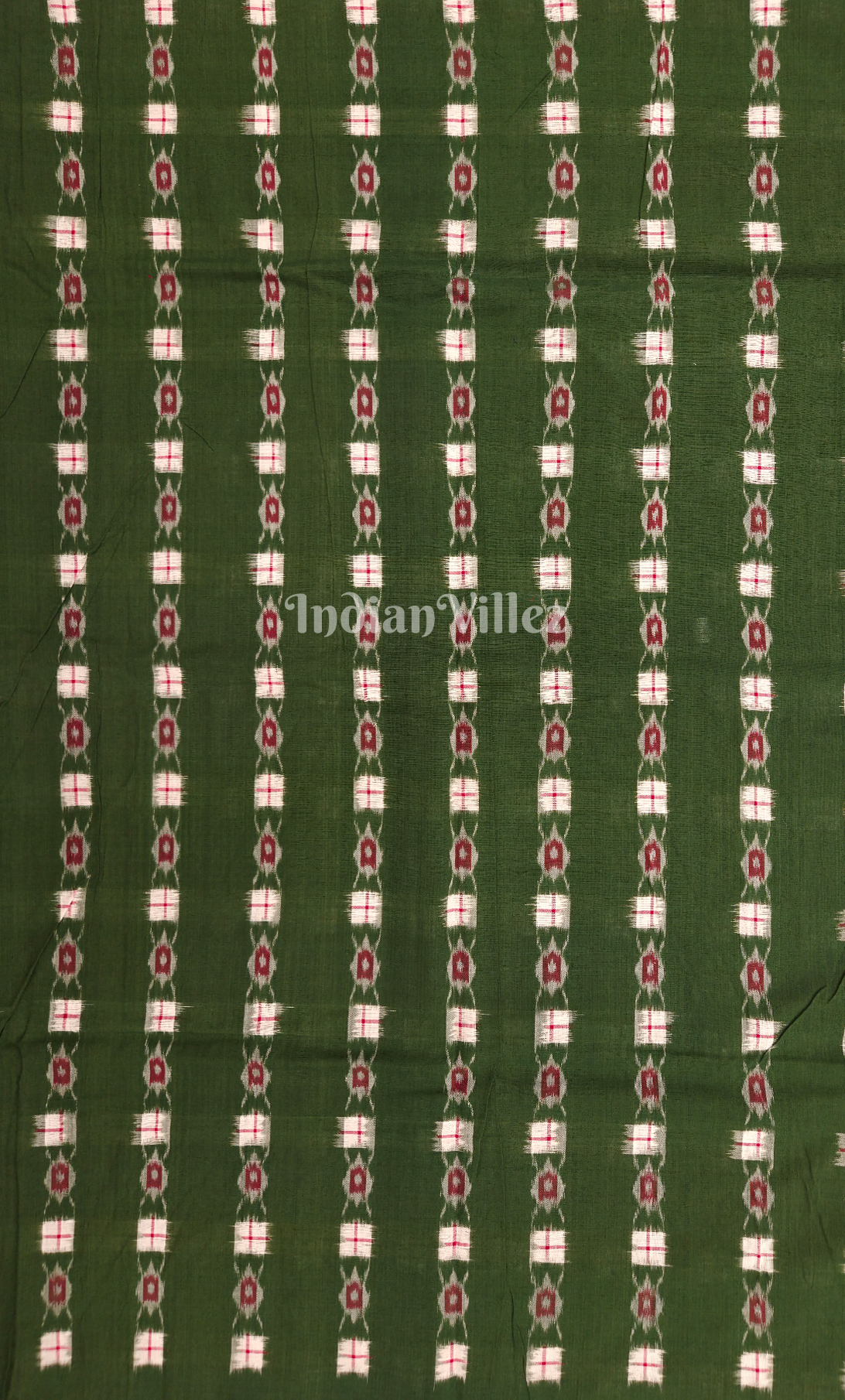 Green Turtle Pasapali Odisha Ikat Sambalpuri Cotton Fabric 