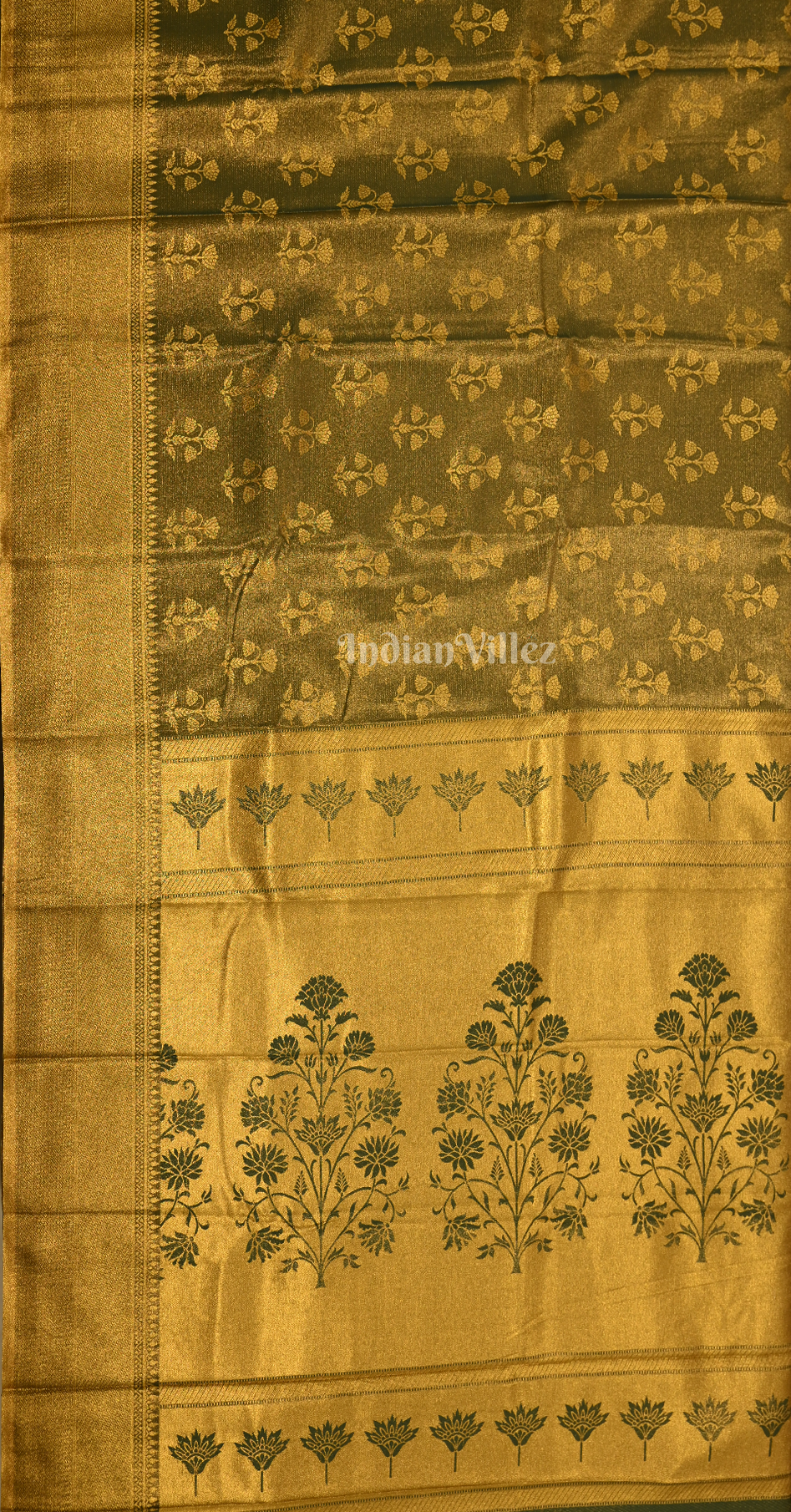 Mehendi Green Floral Pure Kanjivaram Tissue Silk Saree