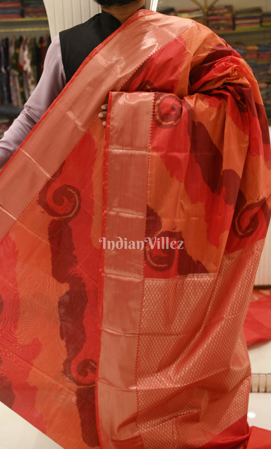 Red Digital Print Kanjivaram Silk Saree