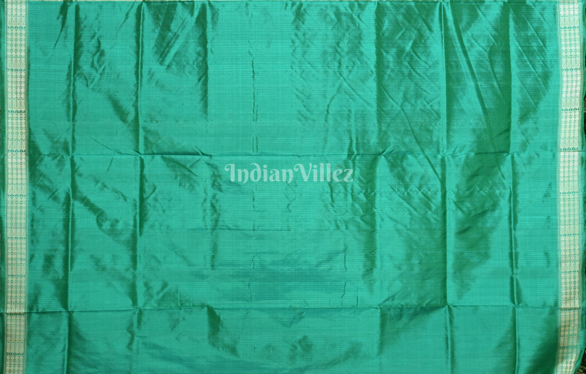 Rust Orange with Sea Green Nabakothi Odisha Ikat Sambalpuri Silk Saree 