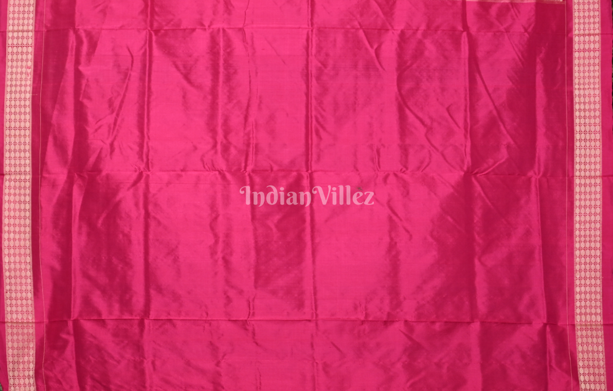 Exclusive  Grey Rani Pink Nabakothi Odisha Ikat Sambalpuri Silk Saree 