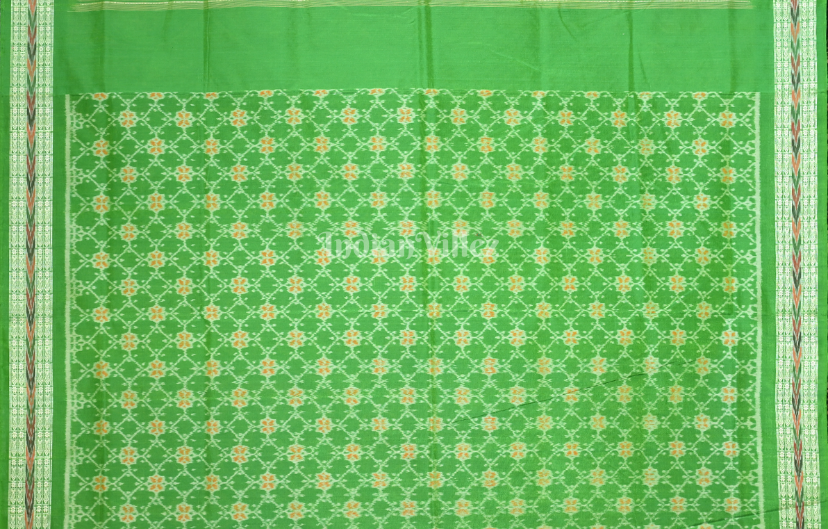 Blue Green Circular Motif Odisha Ikat Sambalpuri Silk*Cotton (Bapta) Saree