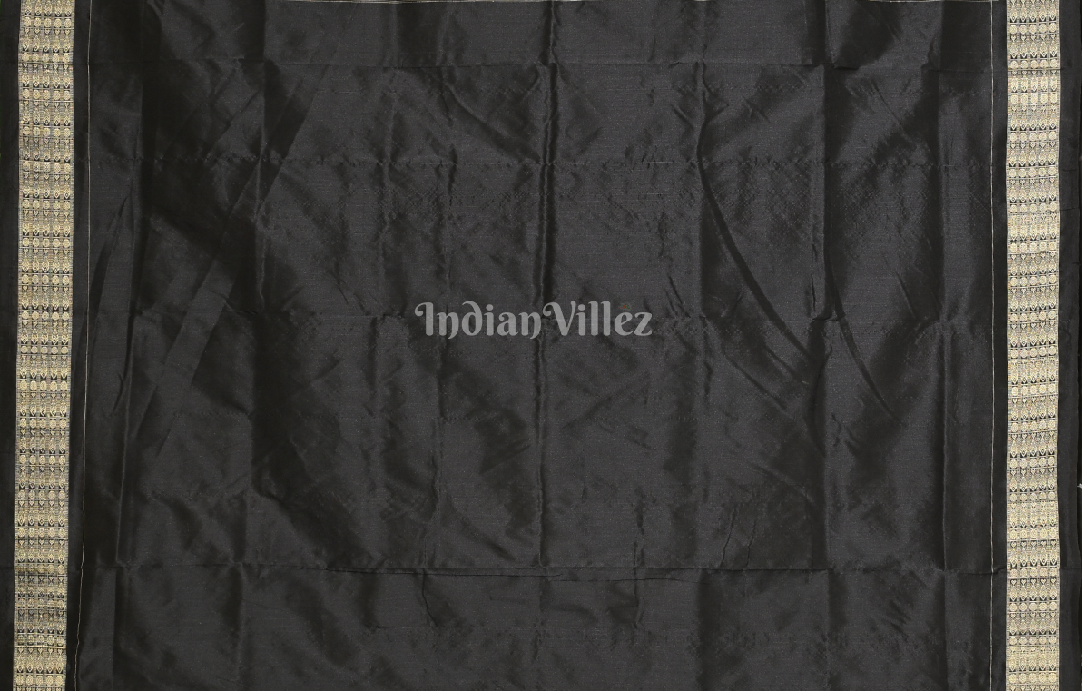 Black with Multicolor Utkal Laxmi Odisha Ikat Pure Sambalpuri Silk Saree