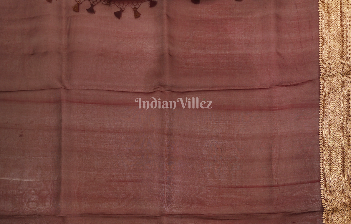 Coffee Golden Katan Banarasi Silk Saree