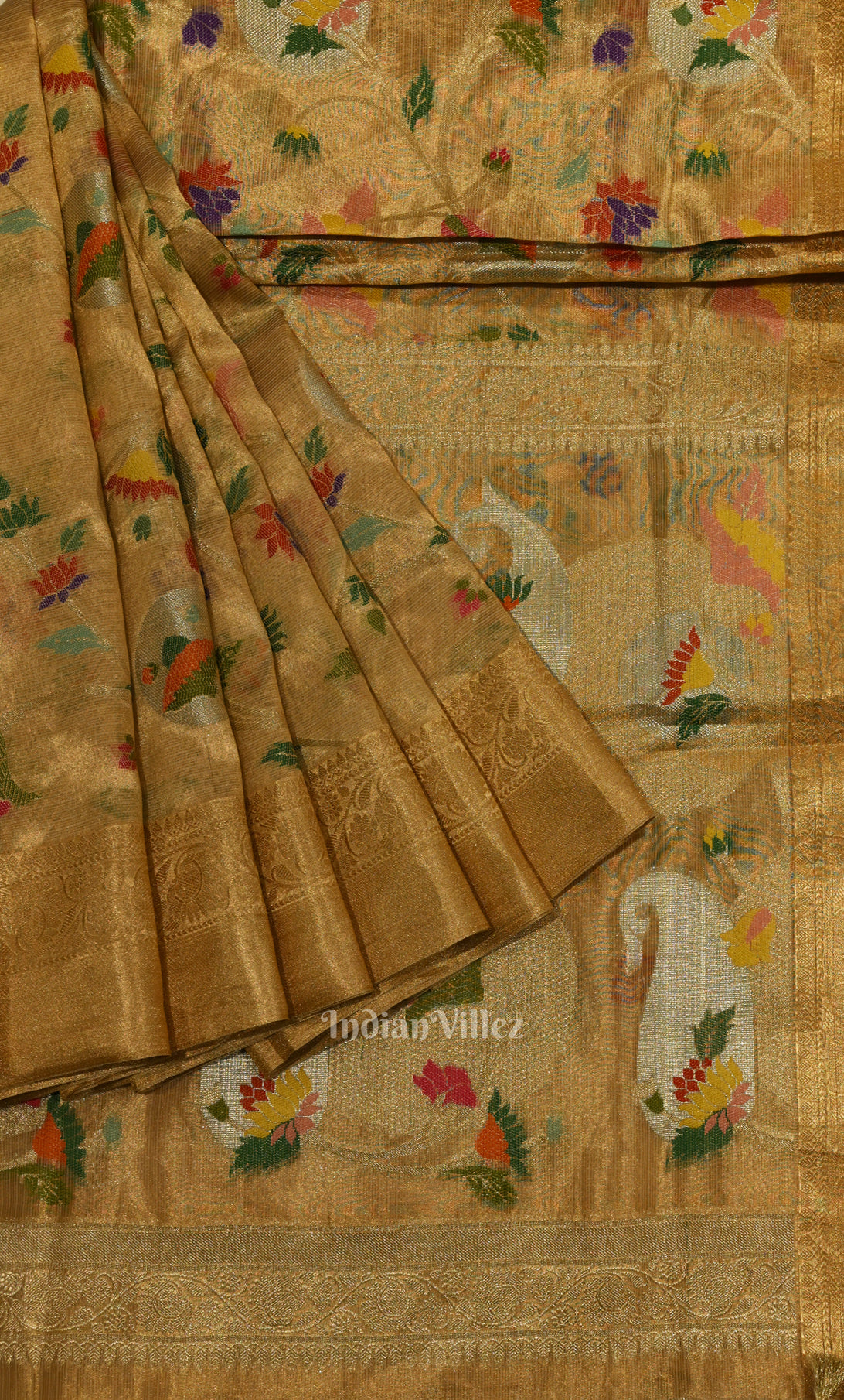 Honey Gold Pure Katan Silk Banarasi Saree 