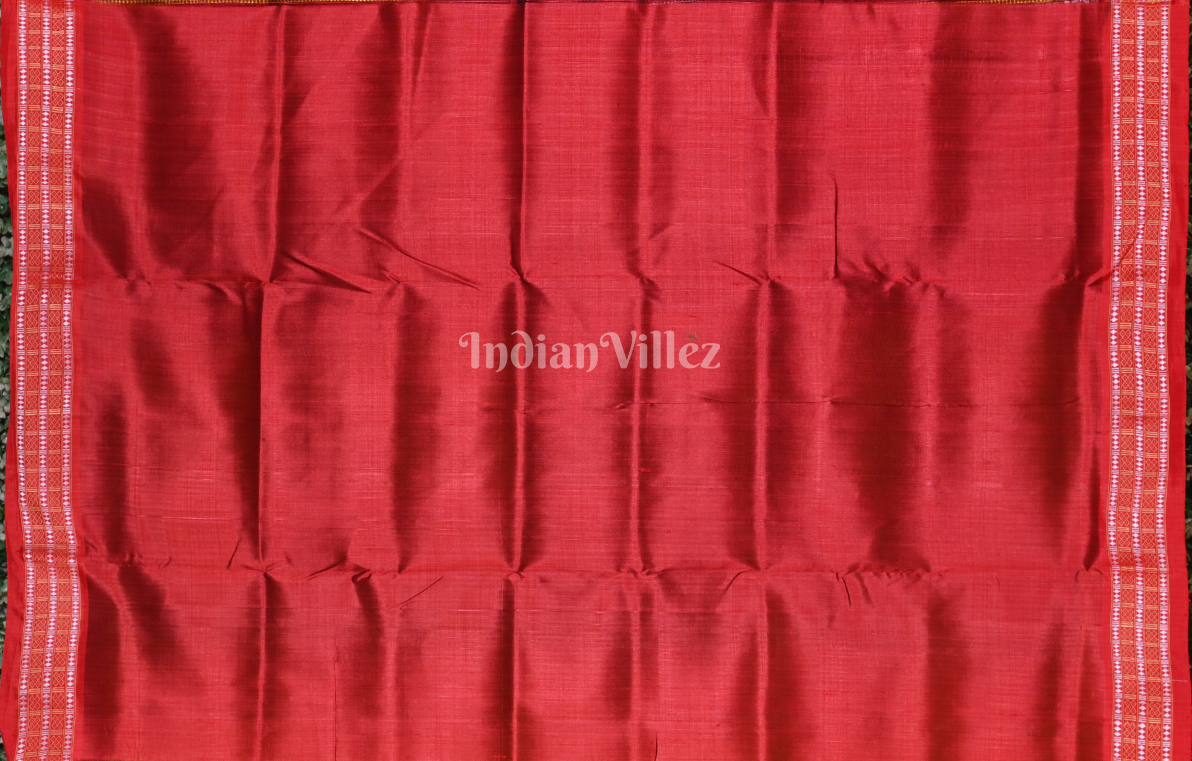 Mehendi Green Red Siminoi Odisha Ikat Khandua Silk Saree 