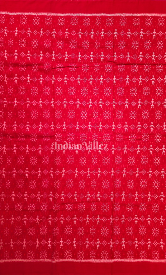 Red Tribal Theme Odisha Ikat Sambalpuri Cotton Fabric
