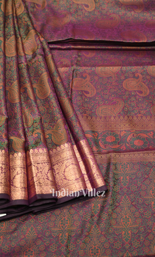 Purple Dual Tone Tanchoi Silk Banrasi Saree 