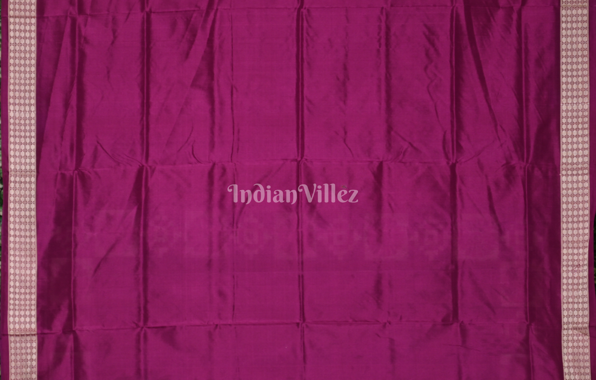 Purple Black Pasapali with Fish Motif Odisha Ikat Sambalpuri Silk Saree 