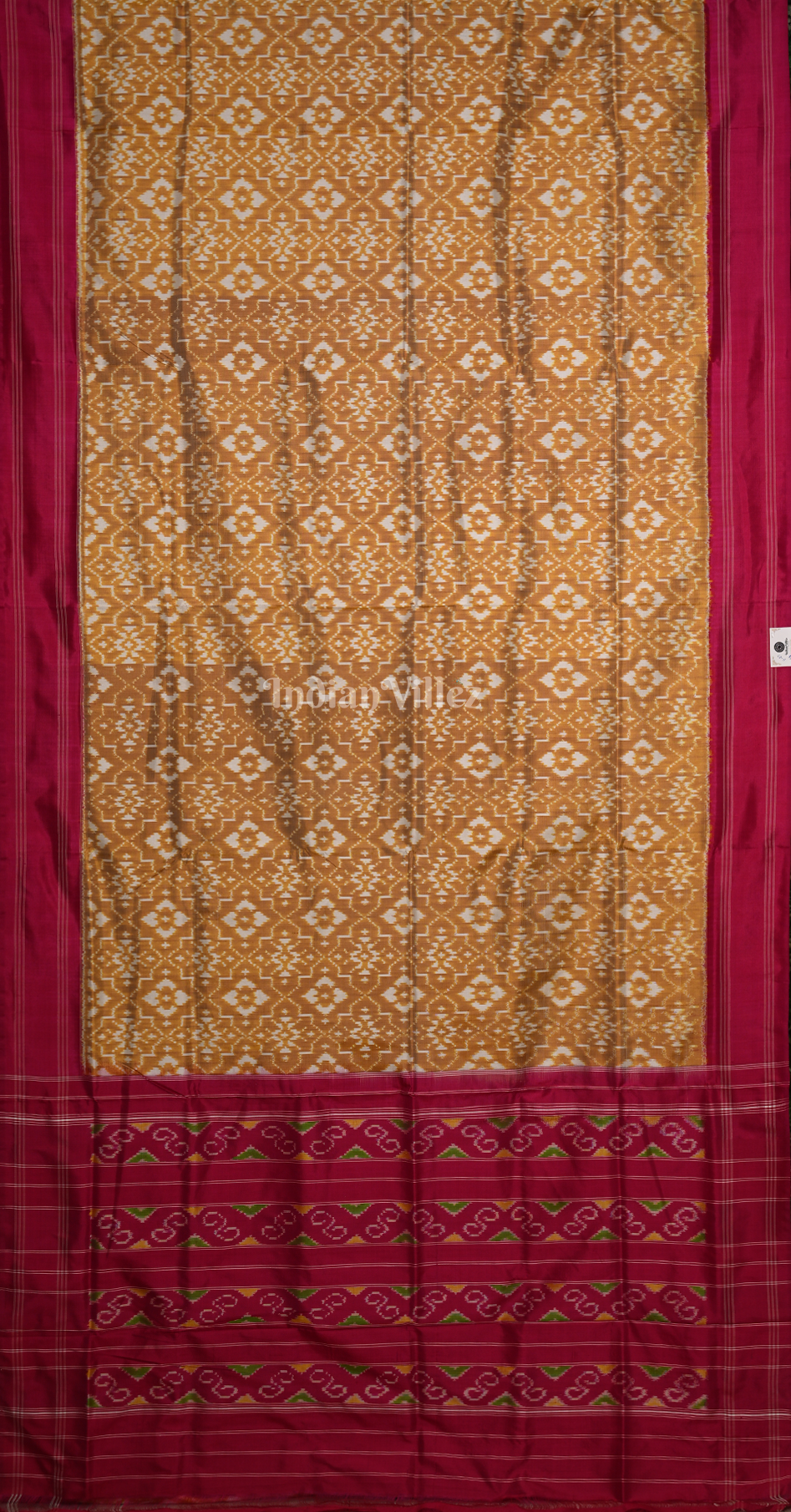 Mustard Yellow Rani Pink Pochampally Ikat Silk Saree 