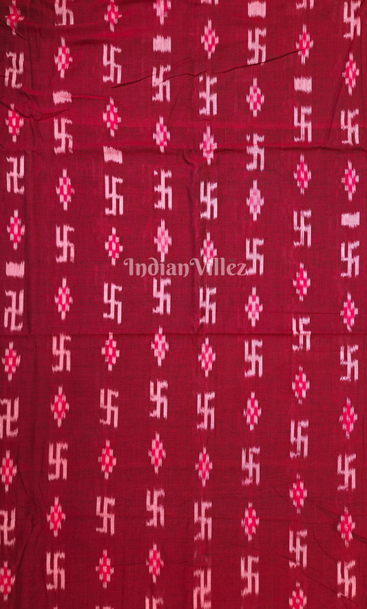 Red Swastik Pasapali Odisha Ikat Sambalpuri Cotton Fabric