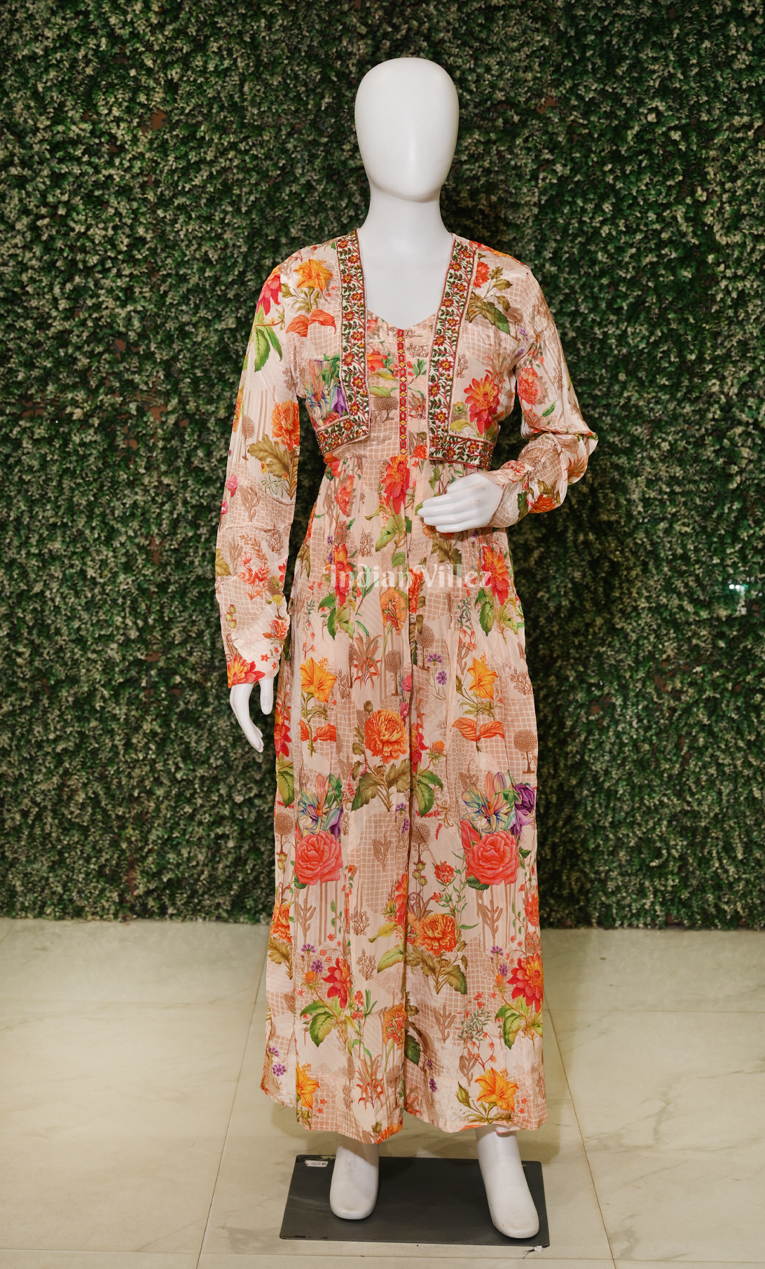 Multicolor Floral Printed  Designer Indo Western Long Gown