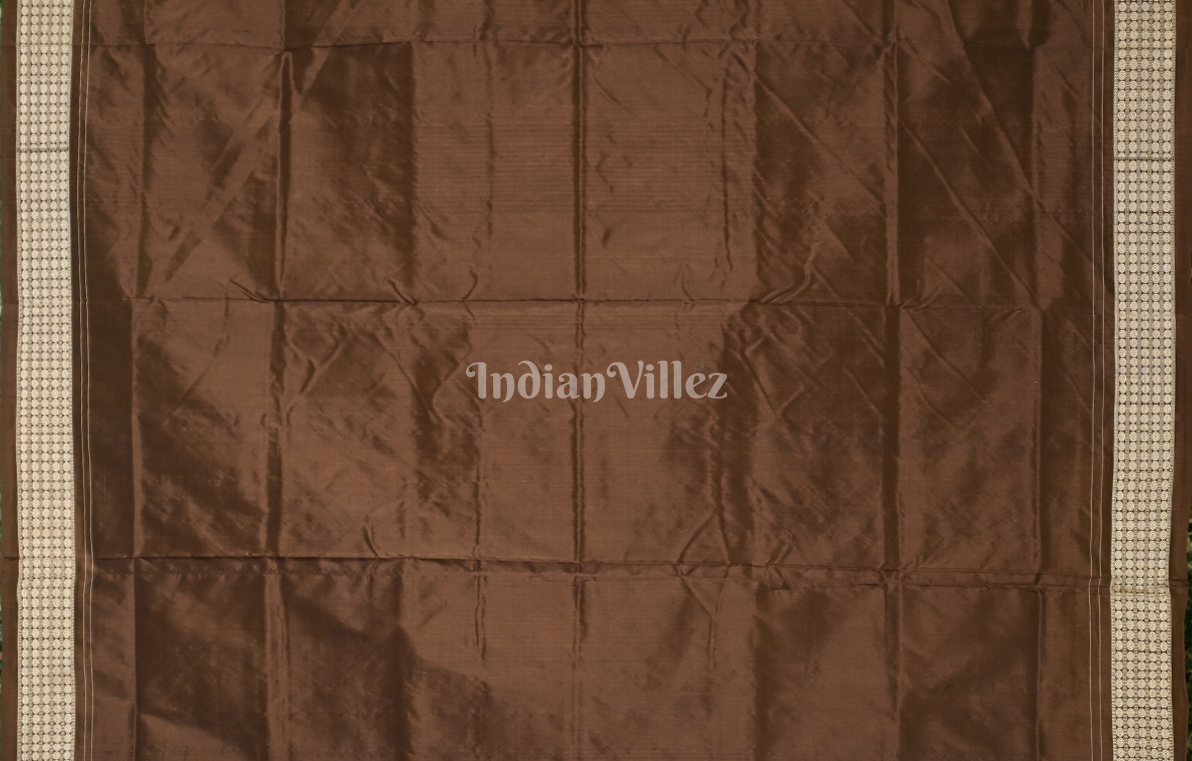 Blue Brown Deer Motif Odisha Ikat Sambalpuri Silk Saree 