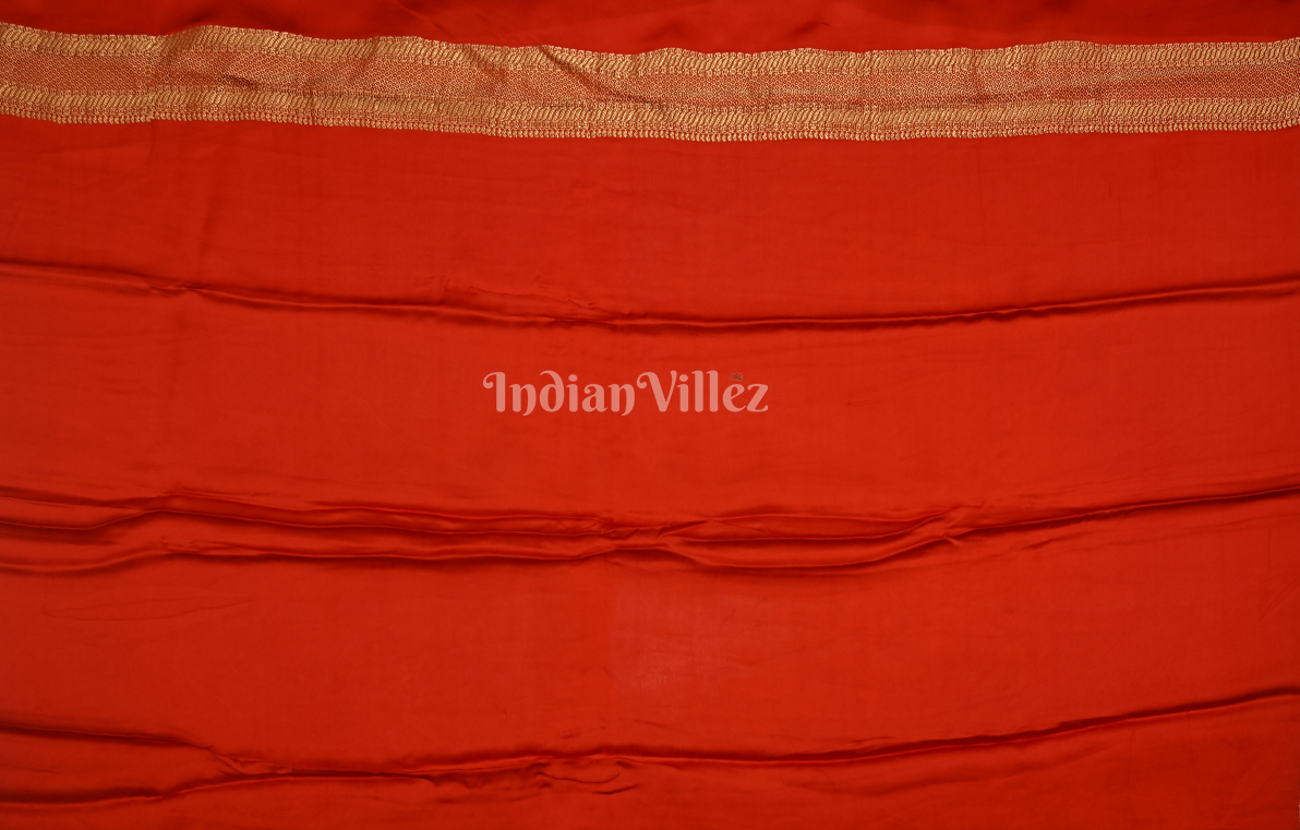 Red Golden Checks Pure Crepe Kanjivaram Silk Saree