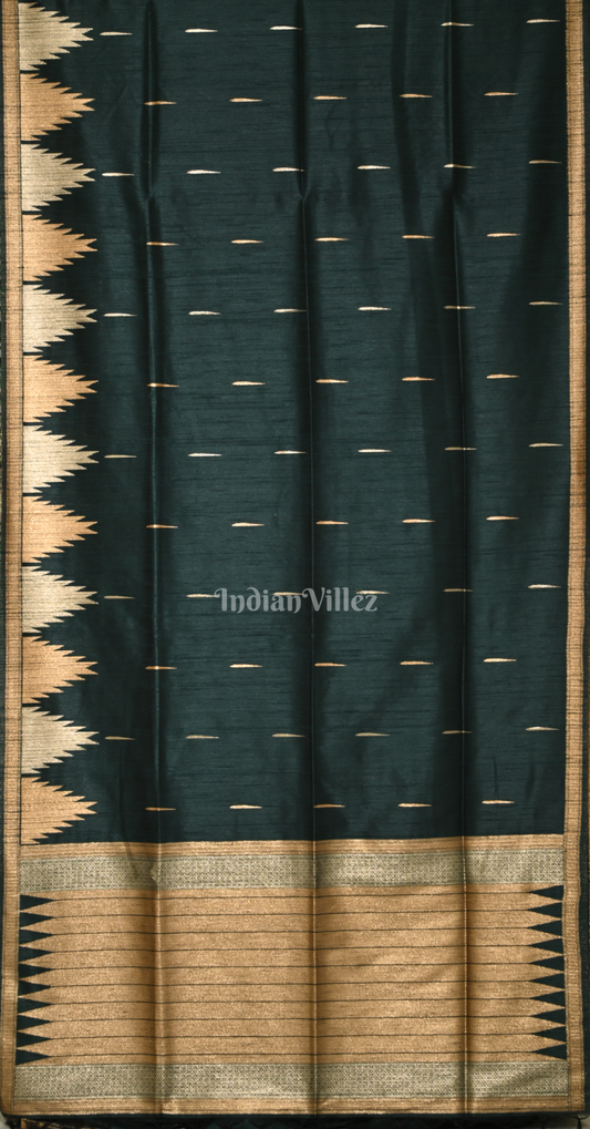 Bottle Green Phoda Kumbha Tussar Silk Saree