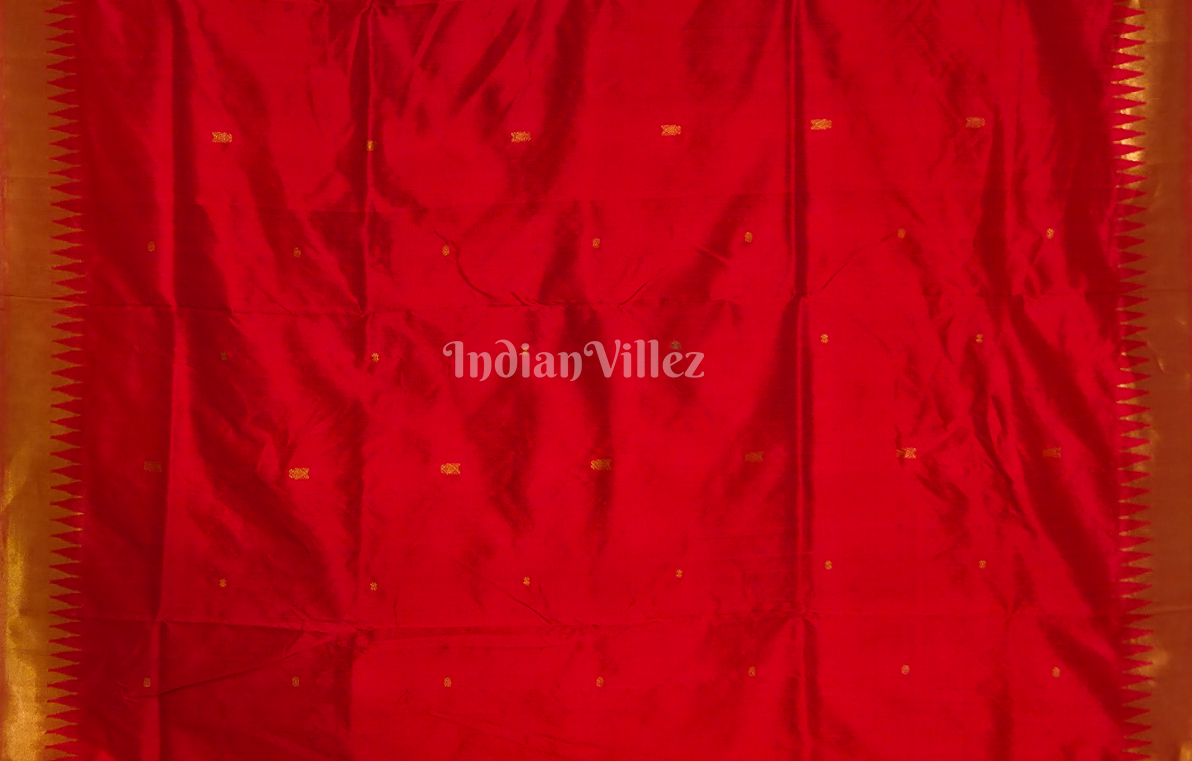 Exclusive Red Half Tissue Sambalpuri Silk Saree with Doli Barat Anchal
