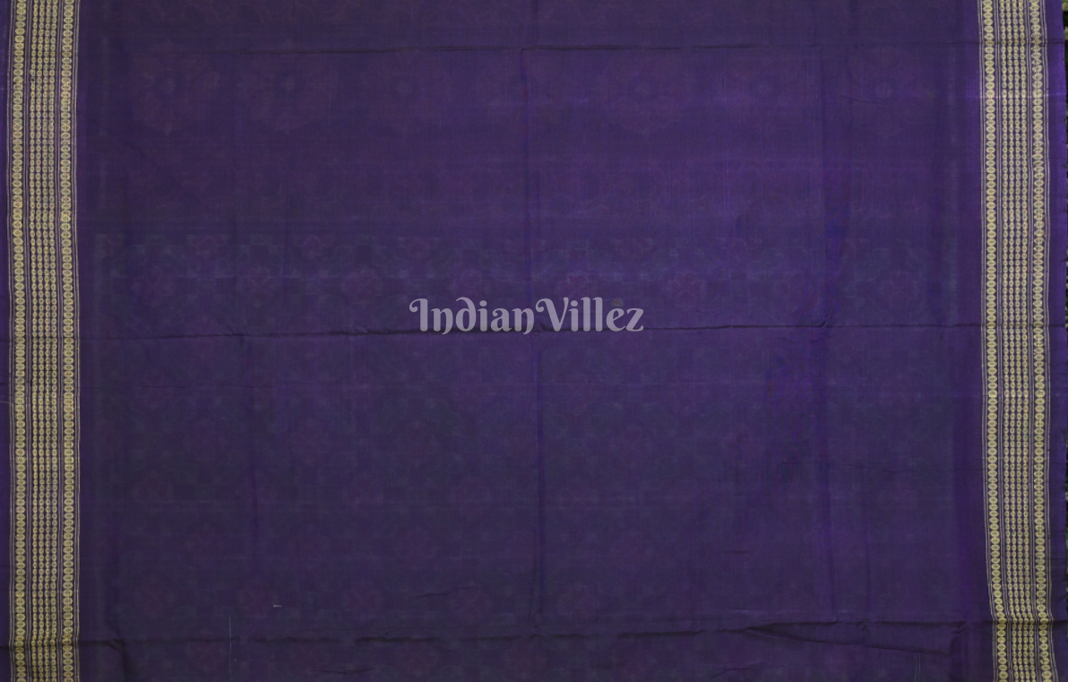Green Blue Floral Motif Odisha Ikat Sambalpuri Cotton Saree 