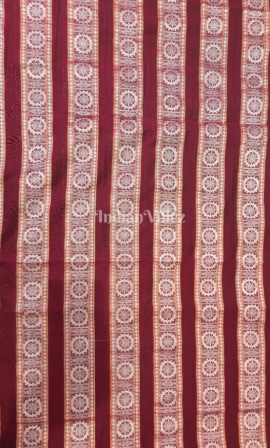 Maroon Konark Chakra Theme Odisha Ikat Cotton Fabric