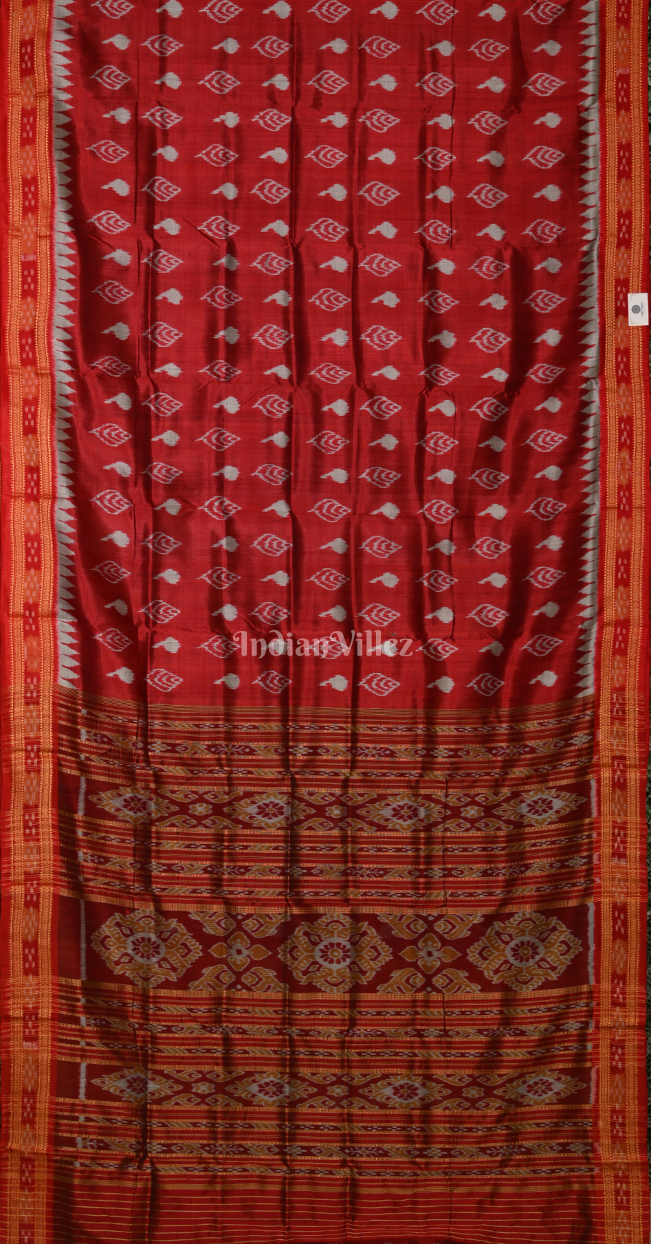 Maroon Sankha Motif Odisha Ikat Khandua Silk Saree