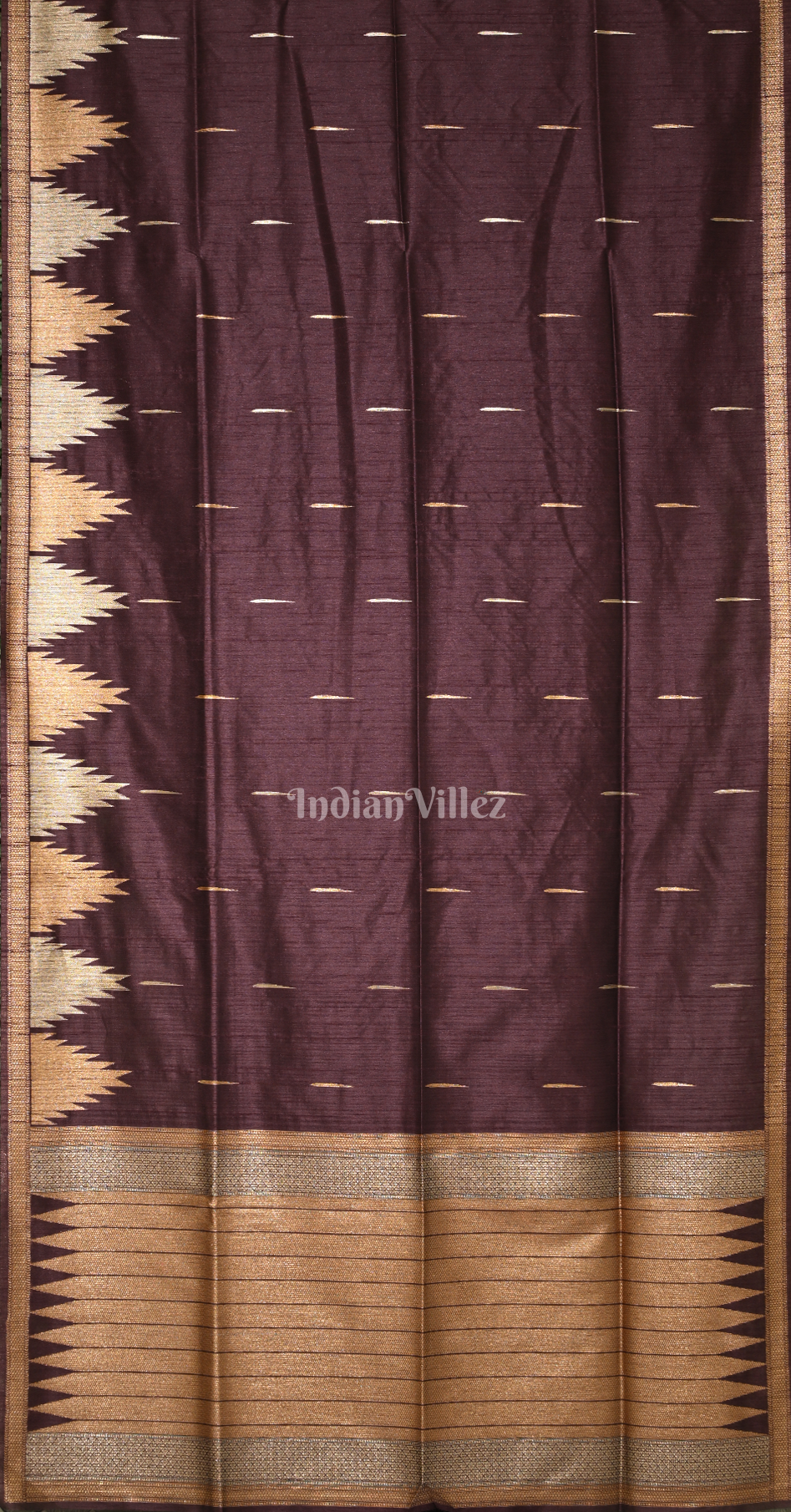 Coffee Phoda Kumbha Tussar Silk Saree