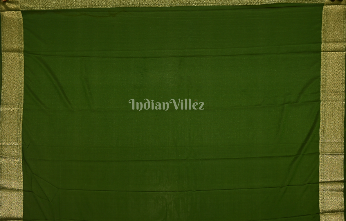 Mustard Yellow Green Checks Buta Pure Crepe Kanjivaram Silk Saree