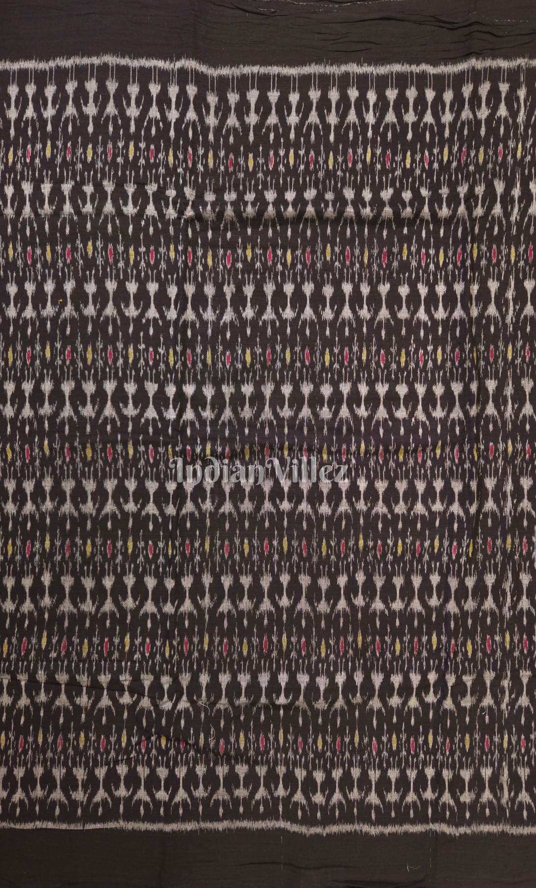 Black Tribal Theme Sambalpuri Odisha Ikat Cotton Fabric