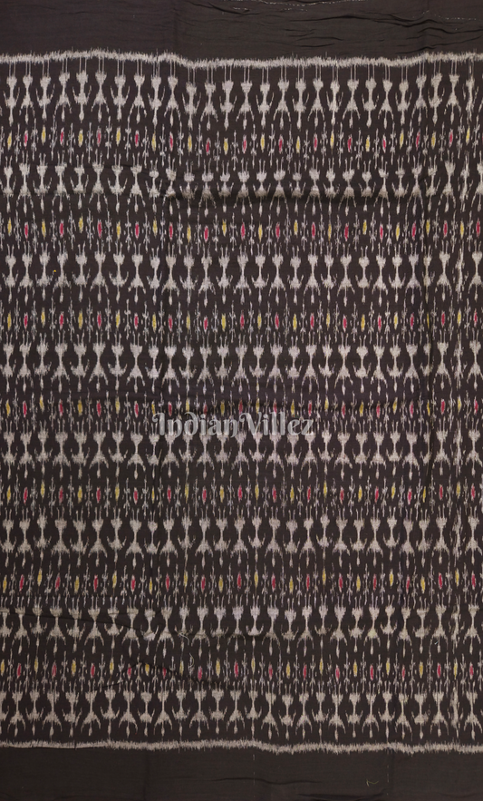 Black Tribal Theme Sambalpuri Odisha Ikat Cotton Fabric