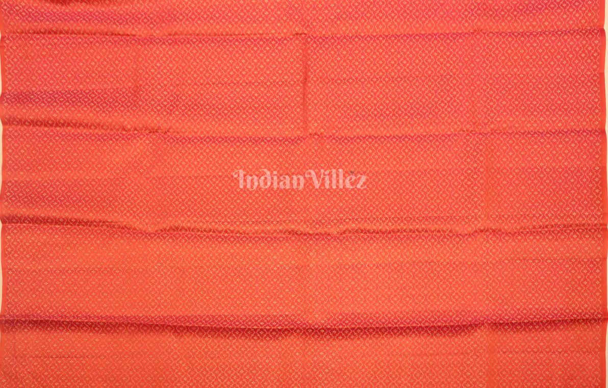 Rani Pink Golden Dual Tone Floral Motif Brocade Pure Kanjivaram Silk Saree 